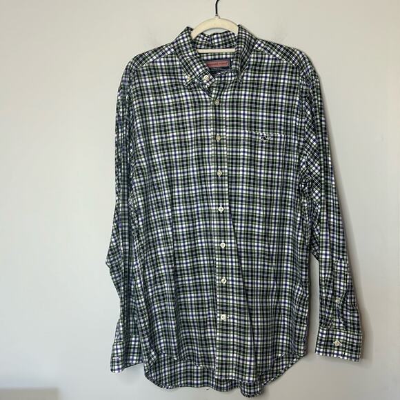 Vineyard Vines Men's Tucker Shirt Size M Blue Green Plaid Button Down Preppy - Picture 1 of 5